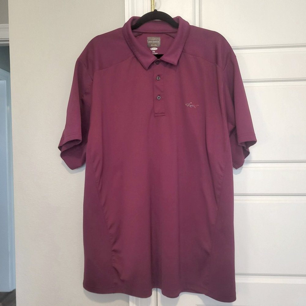 Greg Norman Men's Short Sleeve Golf Shirt  XXL Embroidered, Great Used Condition